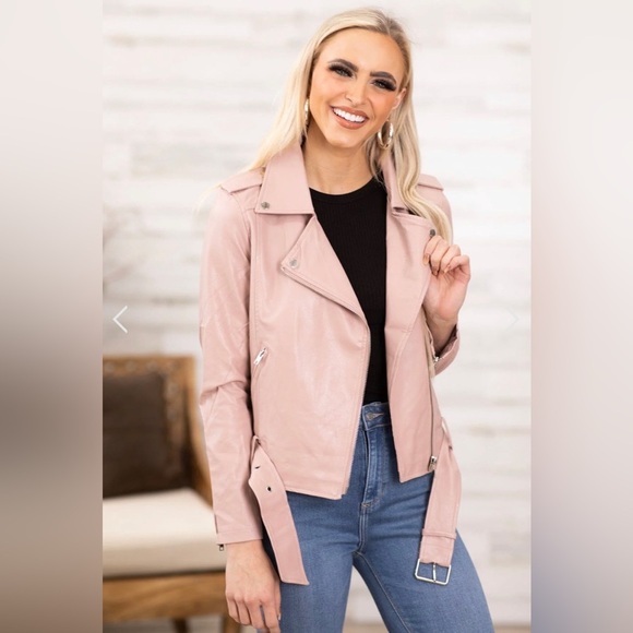New Blush Moto Style Jacket - Picture 7 of 8